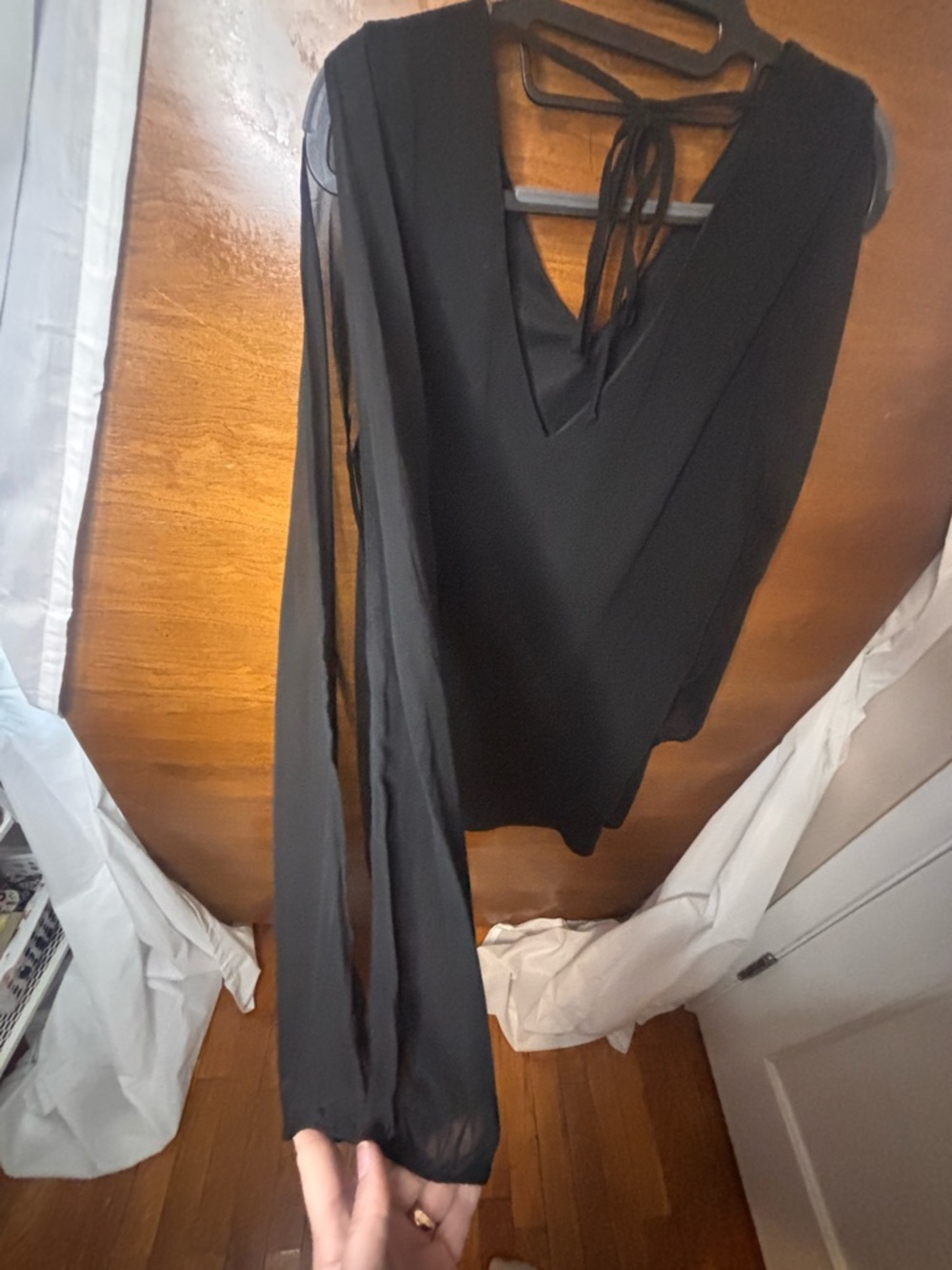 Tash and Sophie Cold-Shoulder V-Neck Mini Dress in Black - Picture 3 of 6